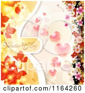 Poster, Art Print Of Valentines Day Background With Text Hearts And Blossoms