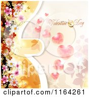 Poster, Art Print Of Valentines Day Background With Text Hearts And Blossoms 2