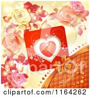 Poster, Art Print Of Valentines Day Background With Text A Heart And Roses 3