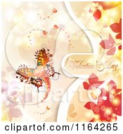 Poster, Art Print Of Valentines Day Background With Text Hearts A Butterfly And Foliage