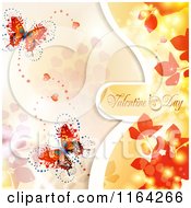 Poster, Art Print Of Valentines Day Background With Text Hearts Butterflies And Foliage