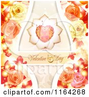Poster, Art Print Of Valentines Day Background With Text A Heart And Roses 4