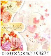 Poster, Art Print Of Valentines Day Background With Text Hearts And Roses 3