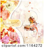 Poster, Art Print Of Valentines Day Background With Text Hearts A Butterfly And Roses