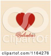 Clipart Of A Red Doily Heart With Be My Valentine Text Over Stripes Royalty Free Vector Illustration