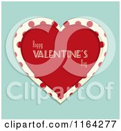 Poster, Art Print Of Red Happy Valentines Day Heart With Polka Dots Over Blue