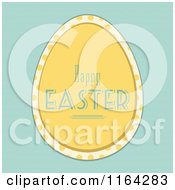 Poster, Art Print Of Yellow Happy Easter Egg With Polka Dots Over Blue