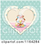 Poster, Art Print Of Cupcake Stand In A Heart Over Polka Dots