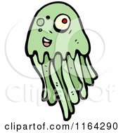 Cartoon Of A Green Jellyfish Royalty Free Vector Illustration