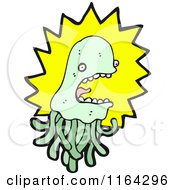 Cartoon Of A Green Jellyfish Royalty Free Vector Illustration