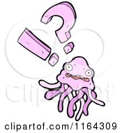 Cartoon Of A Surprised Pink Jellyfish Royalty Free Vector Illustration