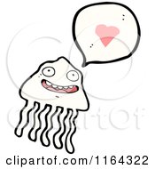 Cartoon Of A White Jellyfish Talking About Love Royalty Free Vector Illustration