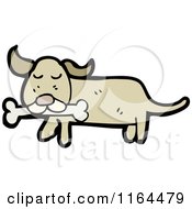 Cartoon Of A Dog With A Bone Royalty Free Vector Illustration