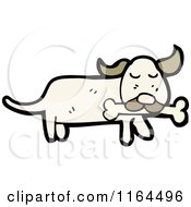 Cartoon Of A Dog With A Bone Royalty Free Vector Illustration