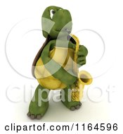 Clipart Of A 3d Musician Tortoise Playing A Saxophone Royalty Free CGI Illustration by KJ Pargeter