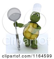 Poster, Art Print Of 4d Tortoise Chef Standing With A Straining Spoon