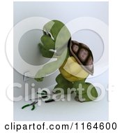 Poster, Art Print Of 3d Tortoise Electrician Worker Working On A Socket 2
