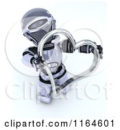 Poster, Art Print Of 3d Robot Holding A Silver Valentine Heart