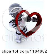 3d Robot Holding A Red Valentine Heart