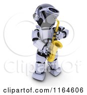 Clipart Of A 3d Robot Playing A Saxophone Royalty Free CGI Illustration by KJ Pargeter