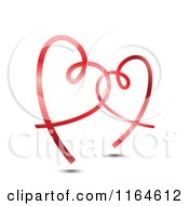 Poster, Art Print Of Two Shiny Red Ribbon Hearts Entwined