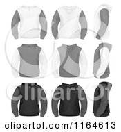 Clipart Of Gray White And Black Mens Hoodie Sweaters Royalty Free Vector Illustration