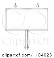 Clipart Of A 3d Silver Billboard Sign Frame With Lights Royalty Free Vector Illustration