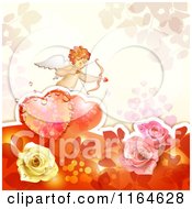 Poster, Art Print Of Valentines Day Background With Cupid Roses And A Heart