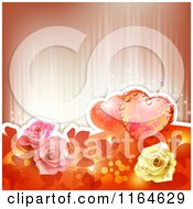 Poster, Art Print Of Wedding Or Valentines Day Background With Hearts And Roses With Copyspace 2