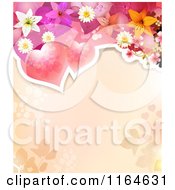 Poster, Art Print Of Wedding Or Valentines Day Background With Hearts And Flowers Over Copyspace