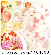 Poster, Art Print Of Valentines Day Background With Cupid Roses Text And Hearts