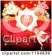 Poster, Art Print Of Valentines Day Background With Cupid Roses Text And A Heart
