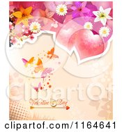 Poster, Art Print Of Valentines Day Background With Hearts Flowers And Butterflies