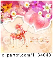 Poster, Art Print Of Valentines Day Background With Hearts Flowers And A Butterfly