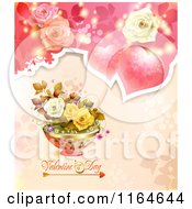 Poster, Art Print Of Valentines Day Background With Roses Hearts And Text 6