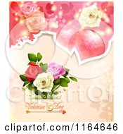 Poster, Art Print Of Valentines Day Background With Roses Hearts And Text 5