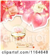 Poster, Art Print Of Valentines Day Background With Roses Hearts And Text 3