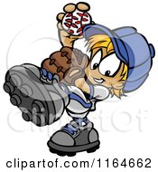 Cartoon Of A Blond Baseball Boy Pitching Royalty Free Vector Clipart by Chromaco