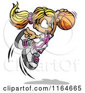 Leaping Blond Basketball Girl