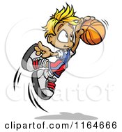 Poster, Art Print Of Leaping Blond Basketball Boy