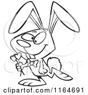 Poster, Art Print Of Outlined Romantic Valentine Bunny Rabbit Carrying Hearts