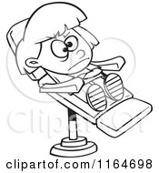 Cartoon Of An Outlined Stubborn Girl In A Dentist Chair Royalty Free Vector Clipart by toonaday