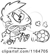 Poster, Art Print Of Outlined Frozen Boy Playing Soccer