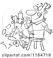 Poster, Art Print Of Outlined Man Standing On A Stool And Shaking Money From A Guys Pockets