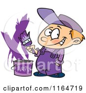 Poster, Art Print Of Painter Boy With A Bucket Of Purple Paint