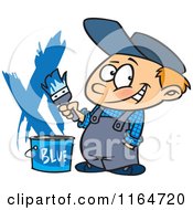 Poster, Art Print Of Painter Boy With A Bucket Of Blue Paint