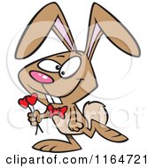 Poster, Art Print Of Romantic Brown Valentine Bunny Rabbit Carrying Hearts