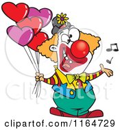 Poster, Art Print Of Clown Singing And Holding Valentines Day Balloons