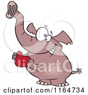 Poster, Art Print Of Sweet Elephant Holding A Red Valentine Heart