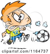 Poster, Art Print Of Frozen Boy Playing Soccer